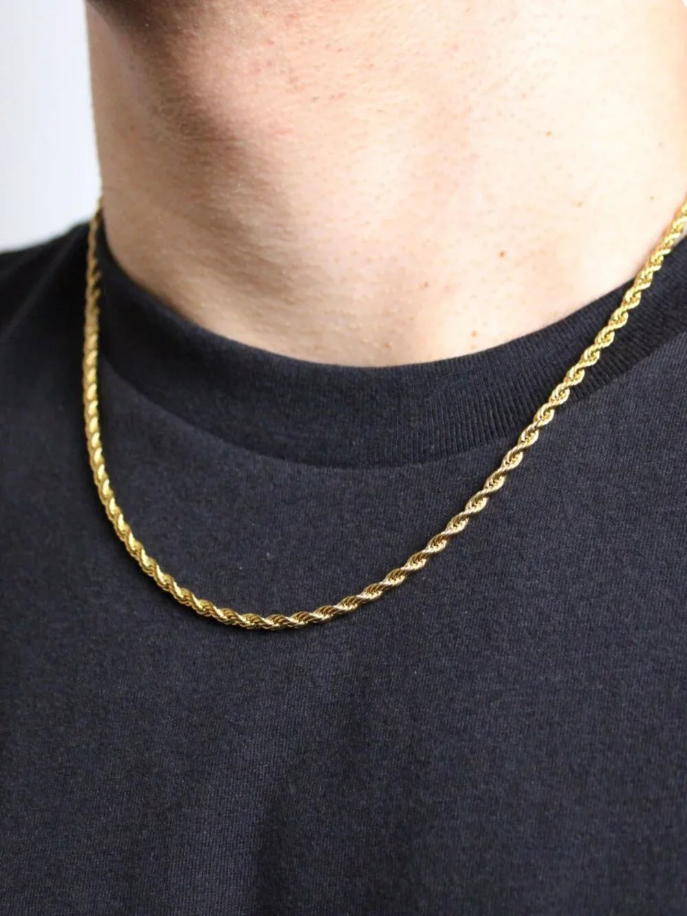 Gold 3mm Rope Chain Necklace 20